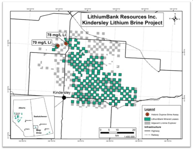 LithiumBank Mineral Leases with historic Duprow brine assays